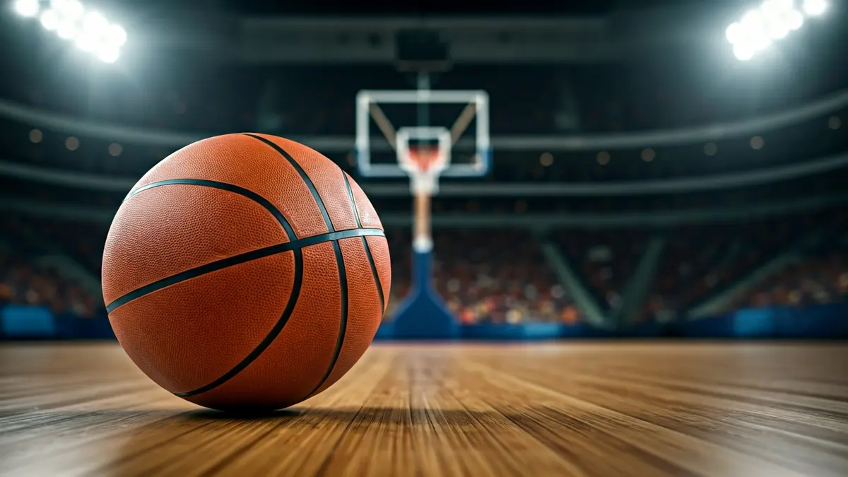 Generic image of a basketball on a court.