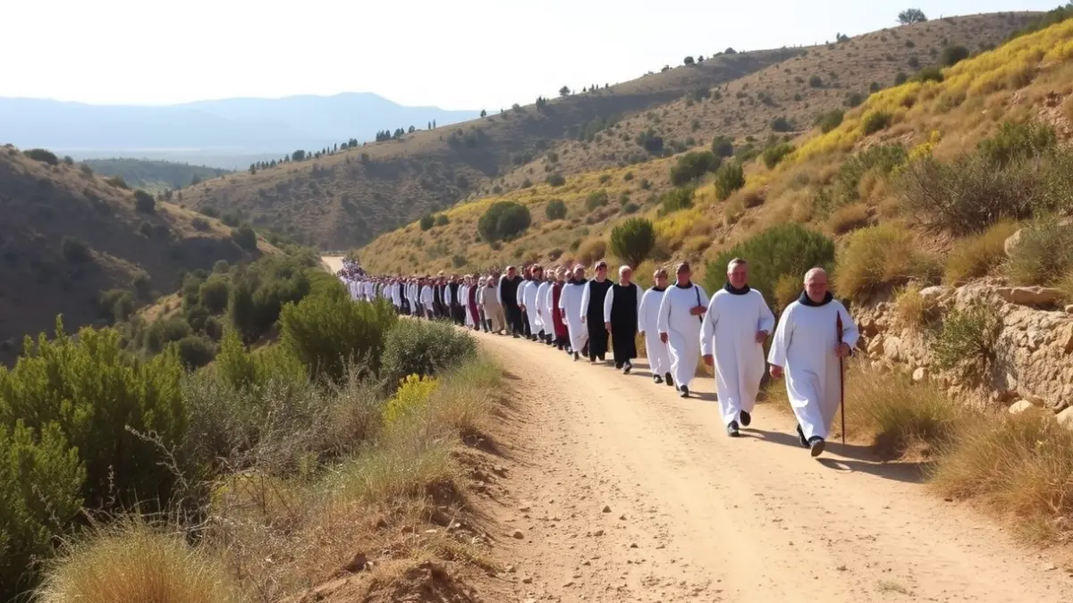 Image of the pilgrims of Les Useres on their traditional route.