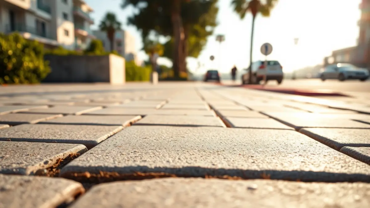 Generic image of a renovated sidewalk in a Mediterranean urban setting.