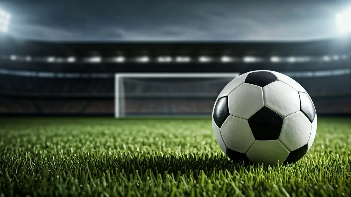 Imatge genèrica d'una pilota de futbol en la gespa d'un estadi.