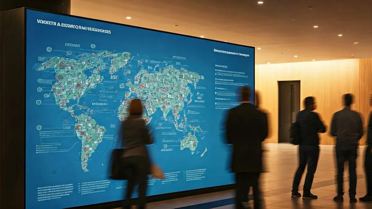 Imagen de un mapa digital o físico con iconos de recursos de salud comunitarios.
