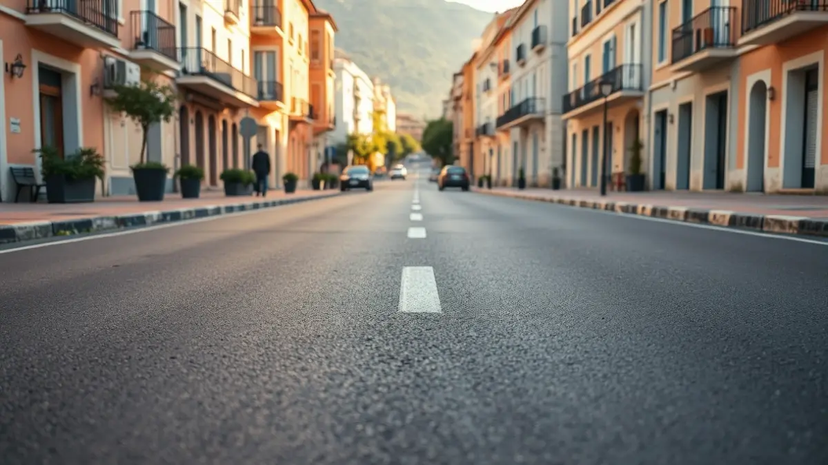 Imagen genérica de una calle recién asfaltada en una ciudad mediterránea.