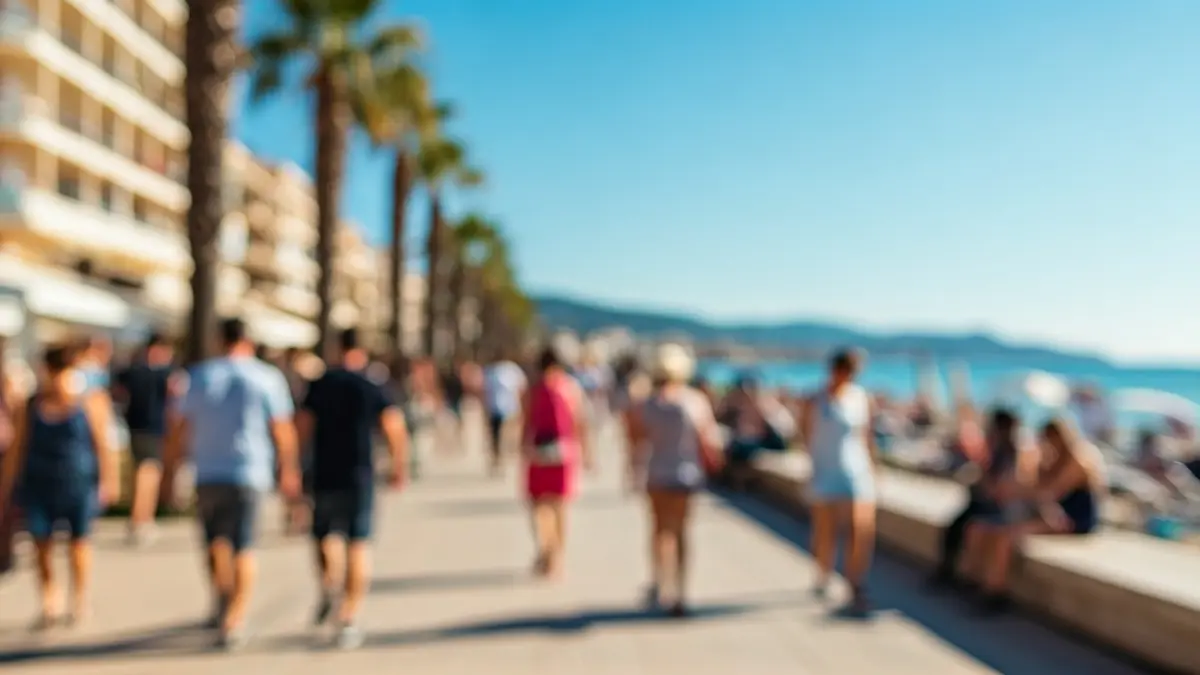 Imagen genérica de una ciudad costera mediterránea con gente paseando durante un día soleado.