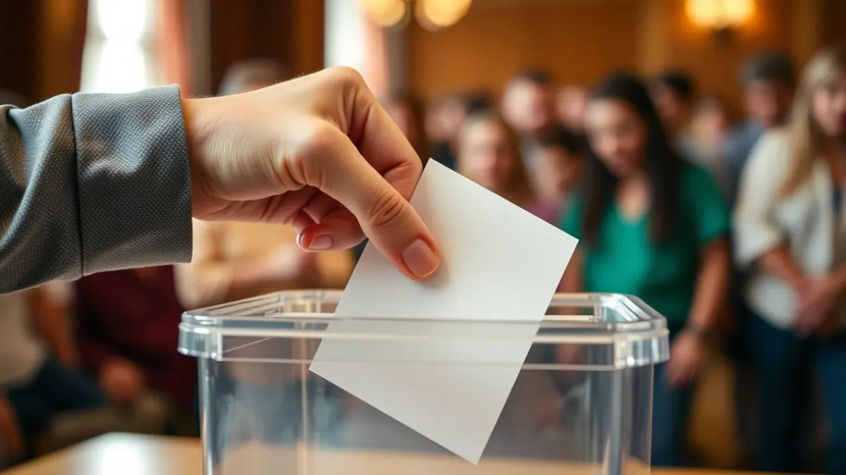Imatge genèrica d'una mà dipositant un vot en una urna, simbolitzant la participació ciutadana.