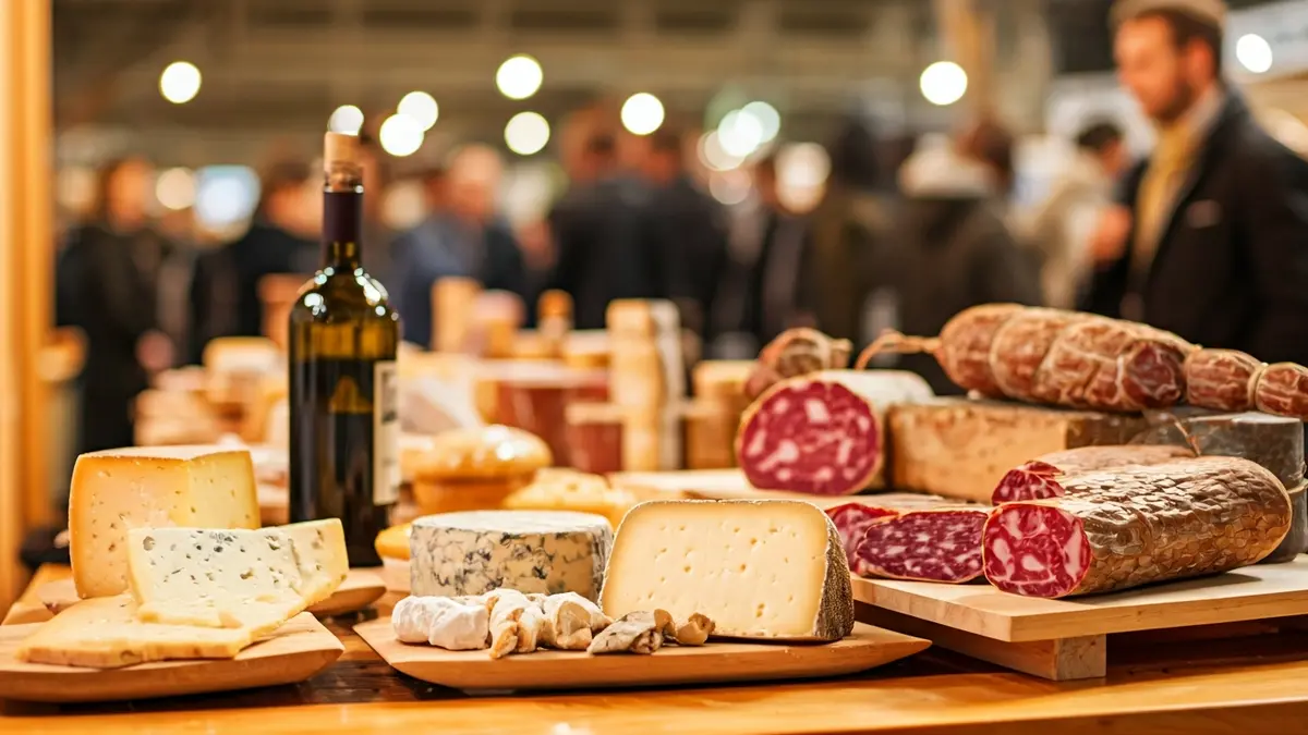 Generic image of gourmet agri-food products at a fair.