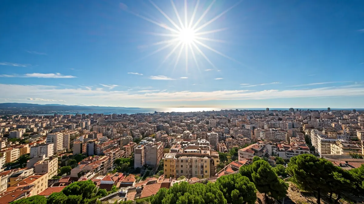 Generic image of a sunny day in a Mediterranean coastal city, with clear skies and some light clouds.