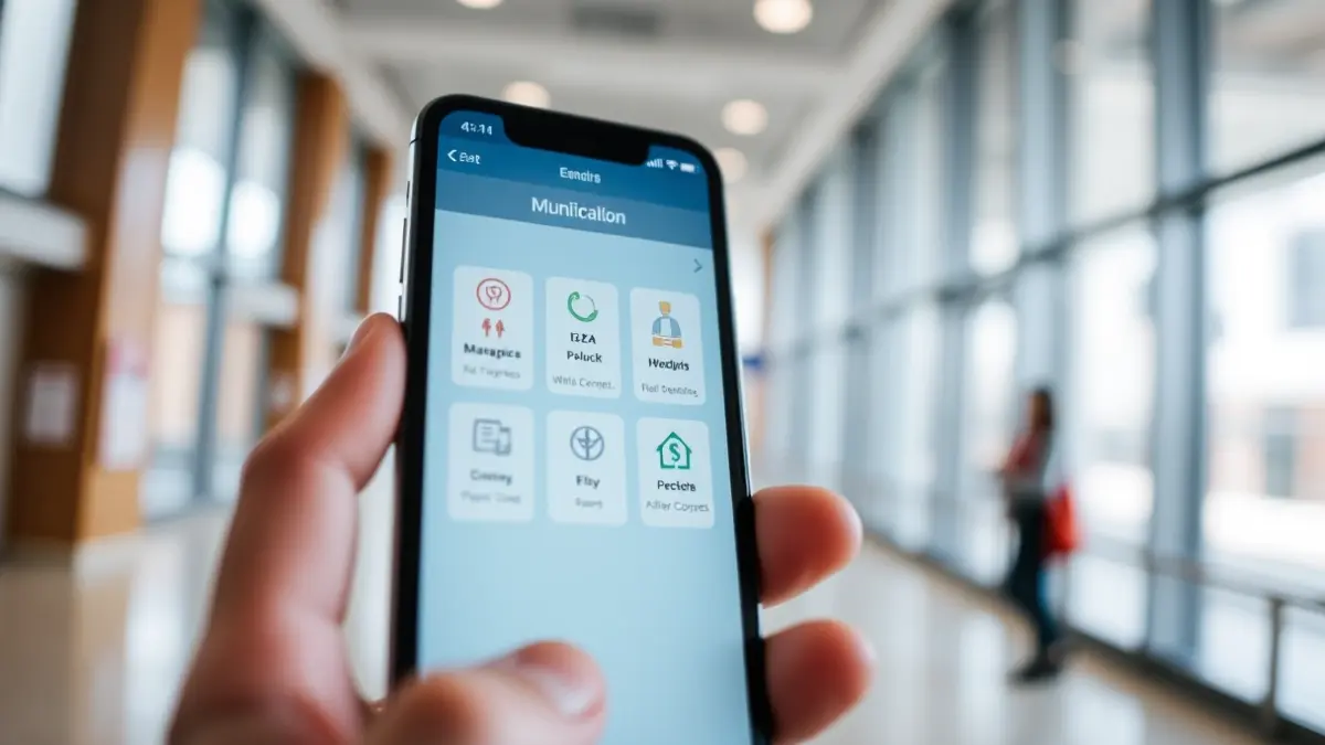 Generic image of a person using a municipal mobile application on a smartphone.