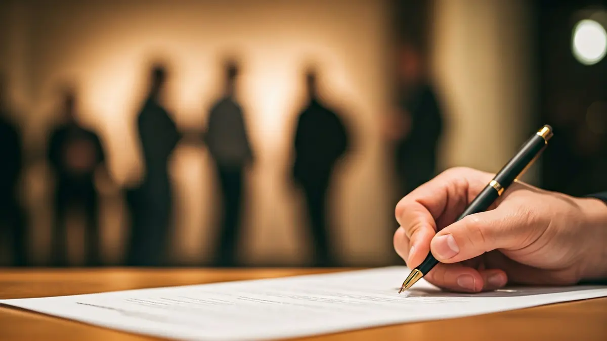 Generic image of a hand with a pen over a document, symbolizing administrative management.