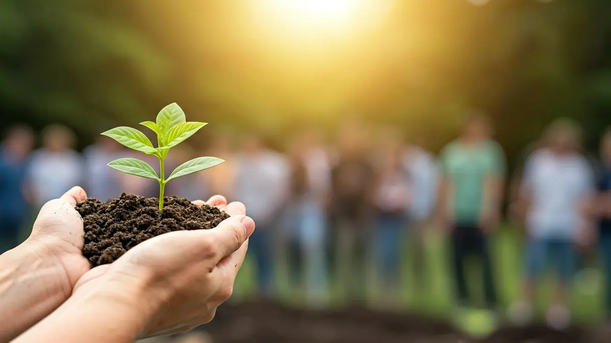 Imatge genèrica de mans plantant un arbre, simbolitzant la prevenció d'incendis i la protecció mediambiental.