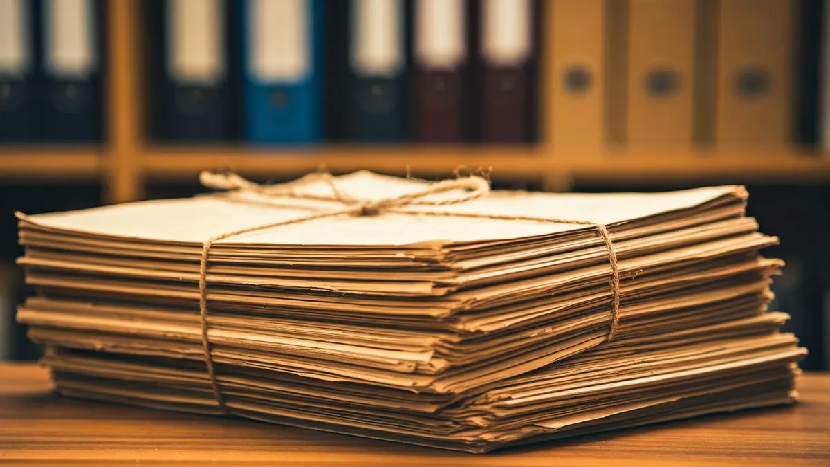 Documentos antiguos en un archivo, simbolizando la búsqueda de información municipal.