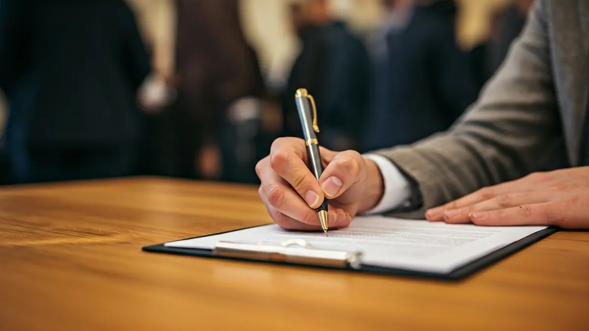 Generic image of hands signing an official document, symbolizing the approval of public aid.