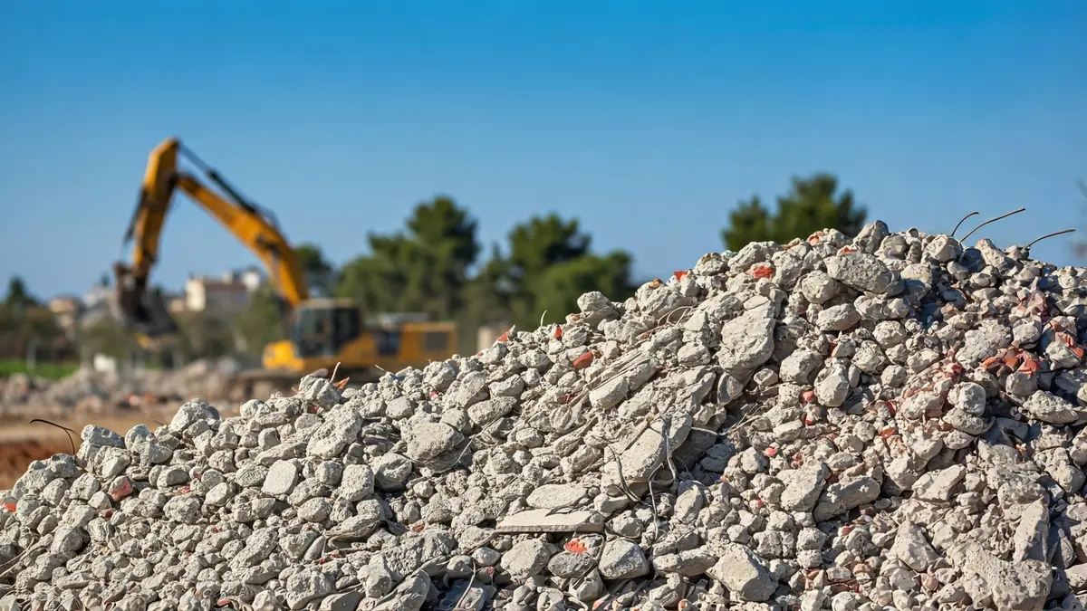 Imagen de escombros y residuos de construcción en un punto de acopio.