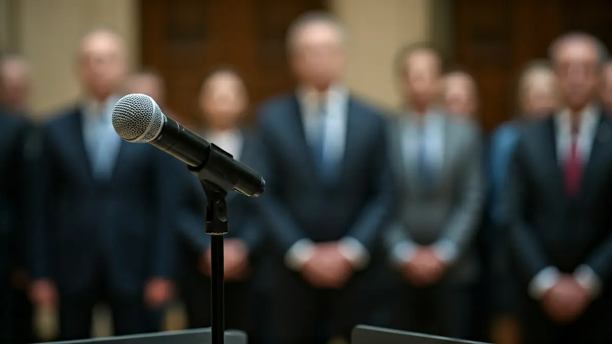 Imagen genérica de un micrófono en un atril, representando una rueda de prensa o declaración oficial.