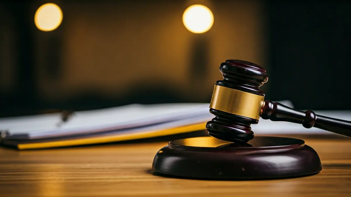 Generic image of a judge's gavel on a desk with legal documents.