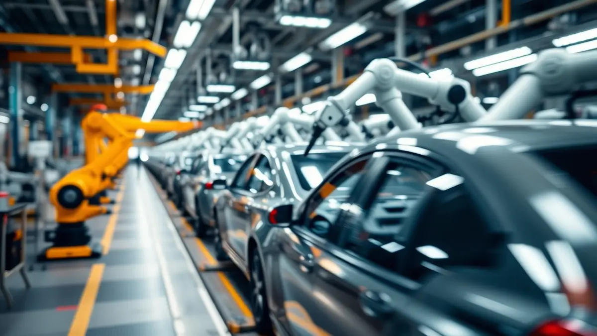 Imatge genèrica d'una línia de muntatge de vehicles en una fàbrica.
