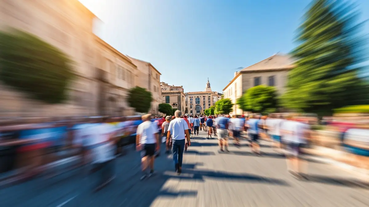Image of the Santa Faz pilgrimage in Alicante, with a crowd of people walking.