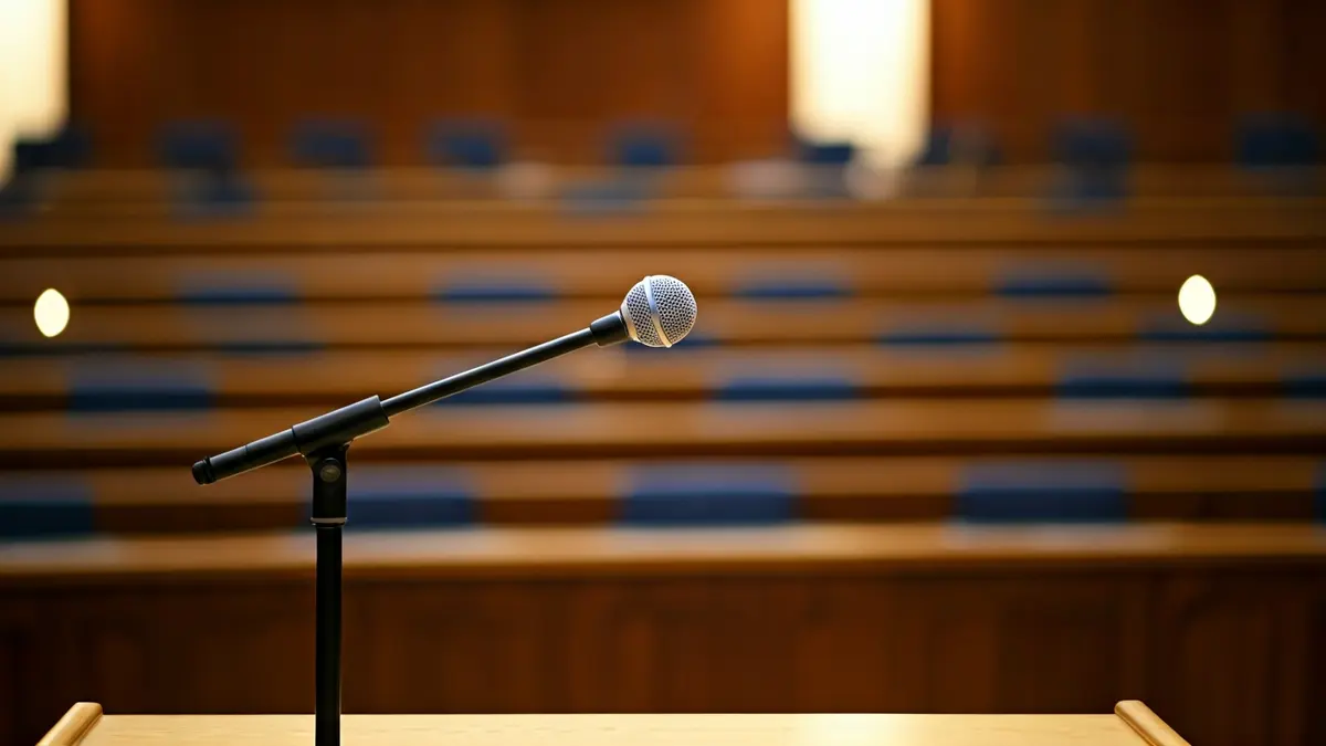 Generic image of a microphone on a podium, symbolizing a political debate or a confidence vote.