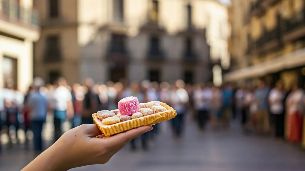 Imagen de una mocadorà con dulces, celebrando una tradición valenciana.