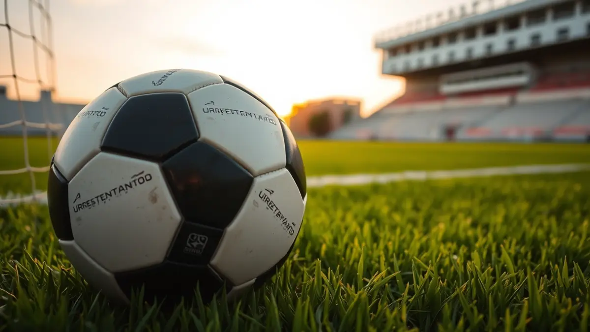 Imagen genérica de un balón de fútbol en el césped de un estadio, con la portería desenfocada al fondo.