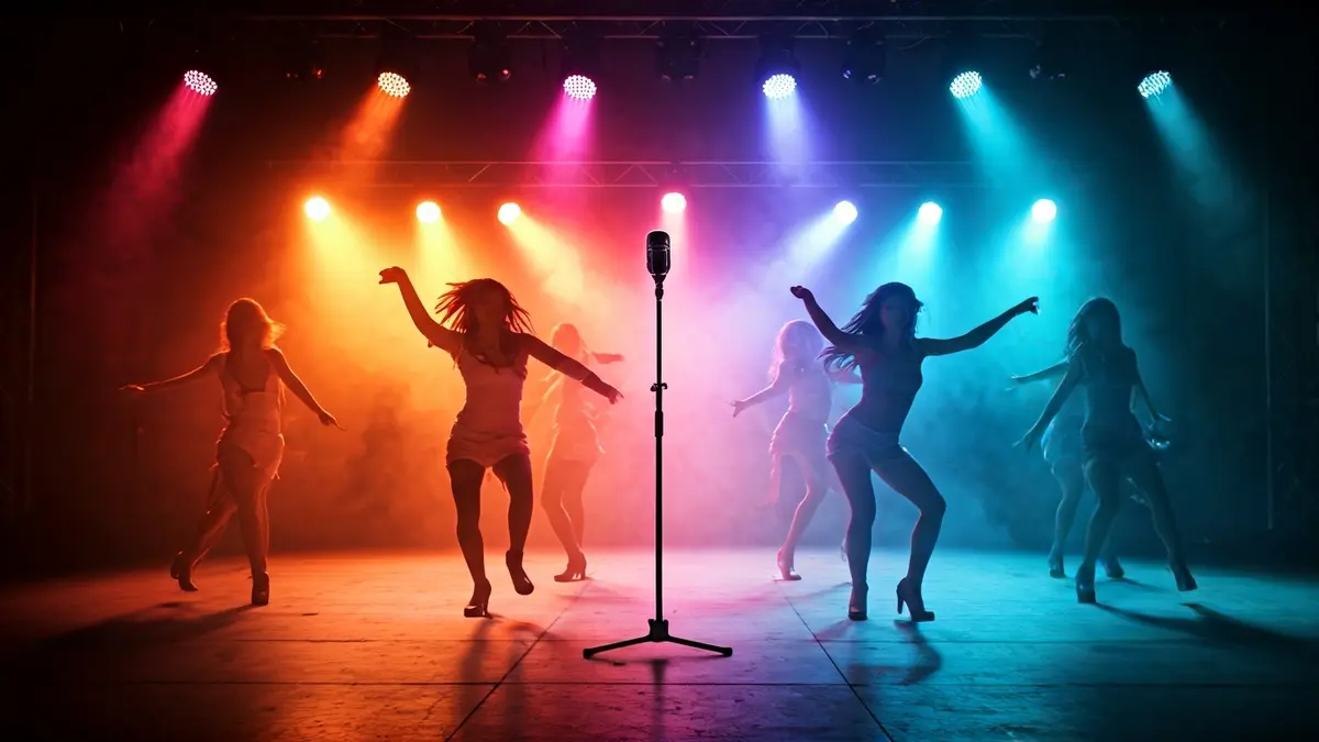 Imatge genèrica d'un escenari il·luminat per a un espectacle musical.