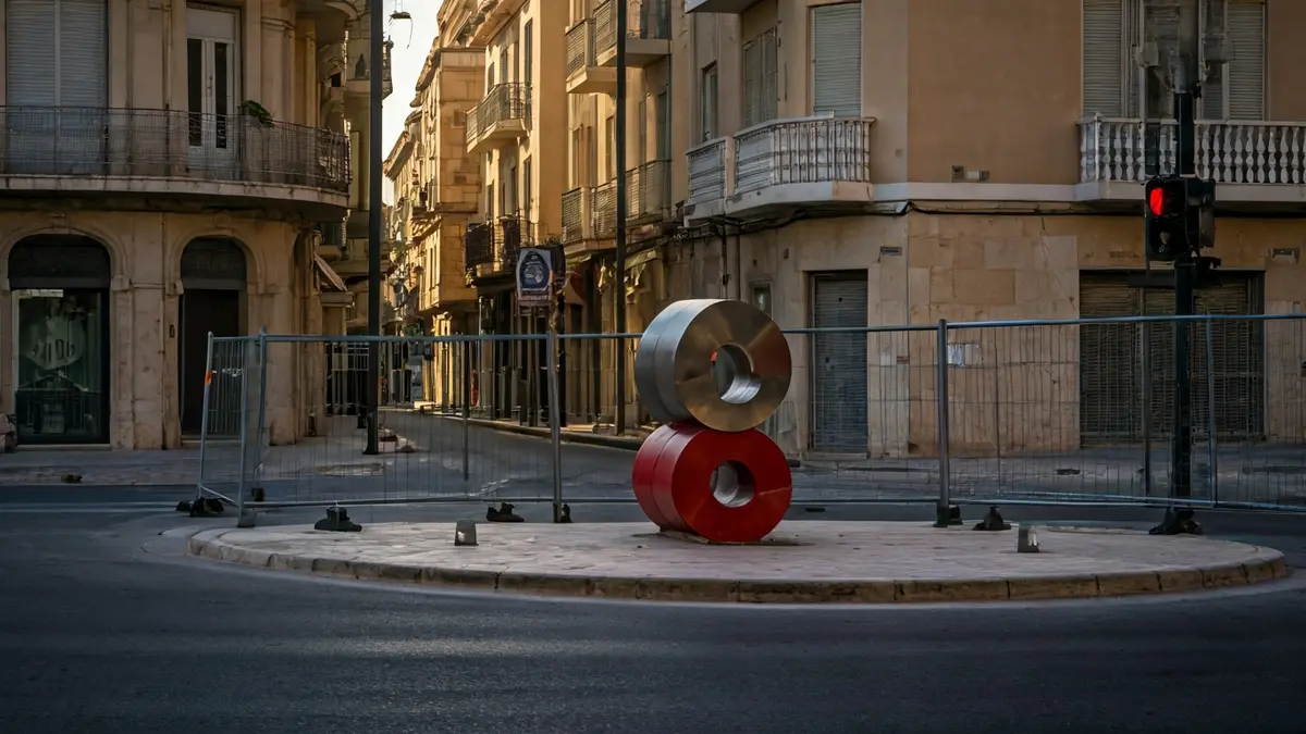 Imagen de la escultura 'Dragón de Jaume I' de Salvador Soria, recientemente reinstalada en una calle de Elche.