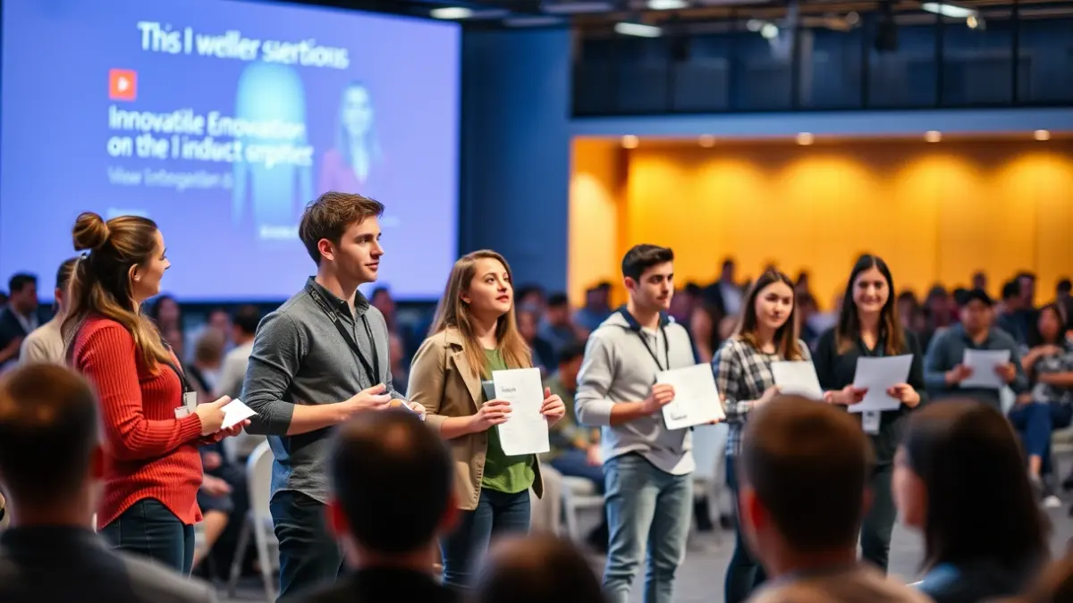 Imatge genèrica d'una presentació de projectes innovadors en un esdeveniment d'emprenedoria.