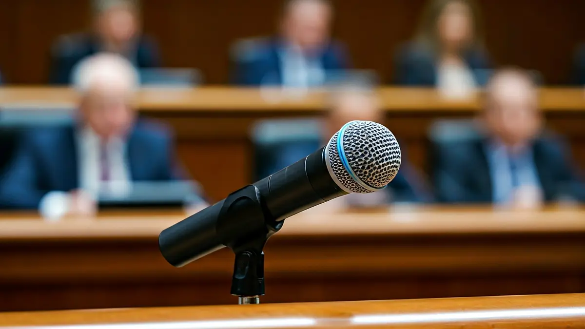 Imatge genèrica d'un micròfon en un faristol, simbolitzant un debat polític o una roda de premsa.