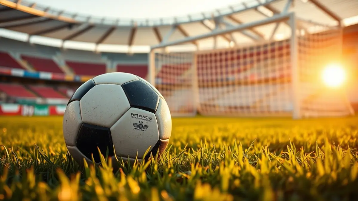Generic image of a soccer ball on a stadium pitch.