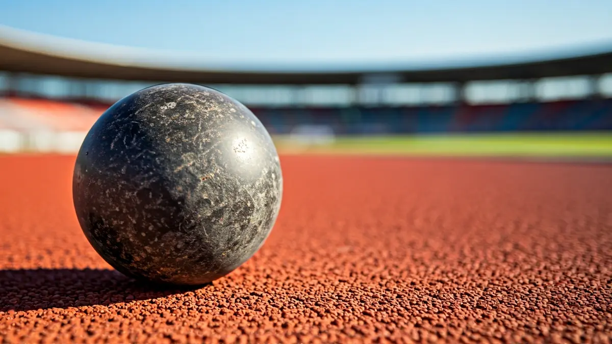 Imagen genérica de una bola de lanzamiento en una pista de atletismo.