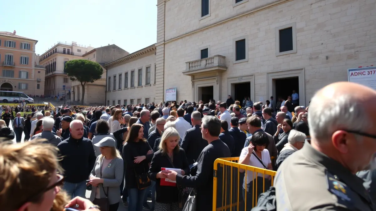 Centenars de persones fent cua davant de l'ajuntament de València per a tramitar la regularització.