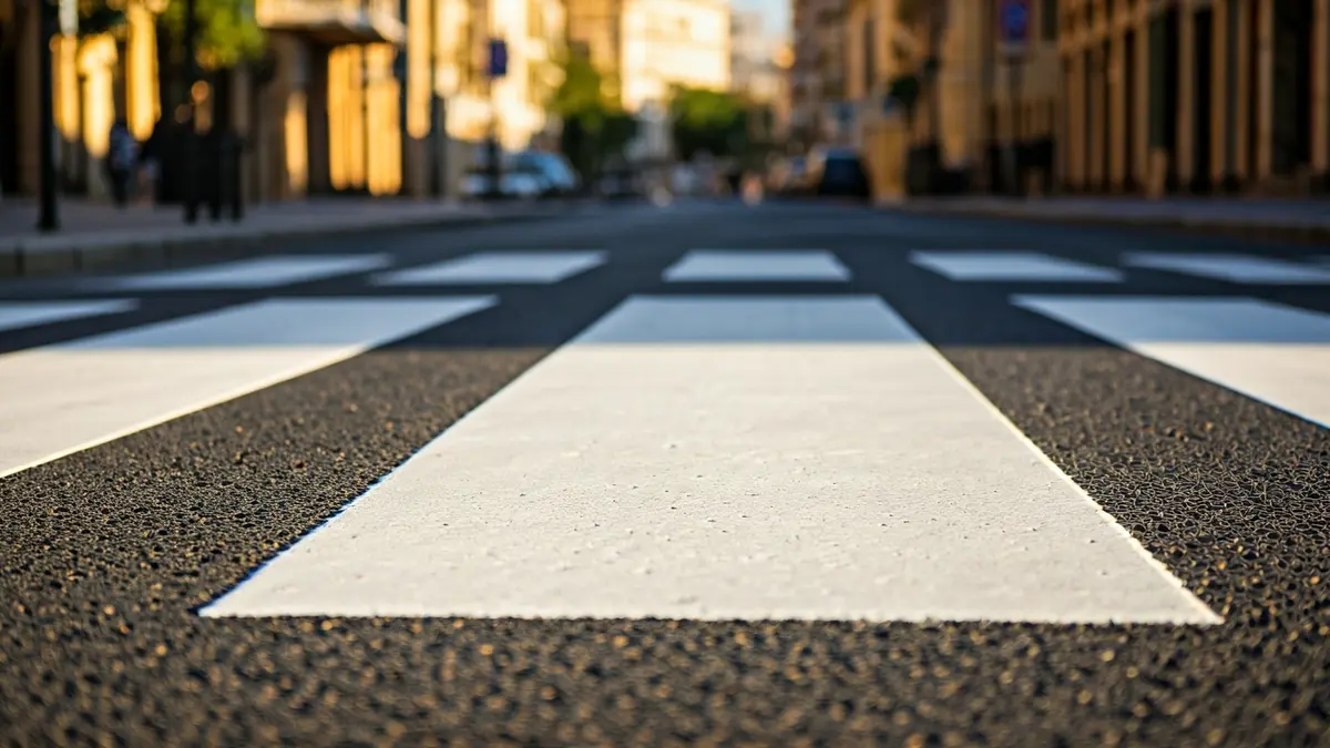 Imagen genérica de señalización vial repintada en un paso de peatones.