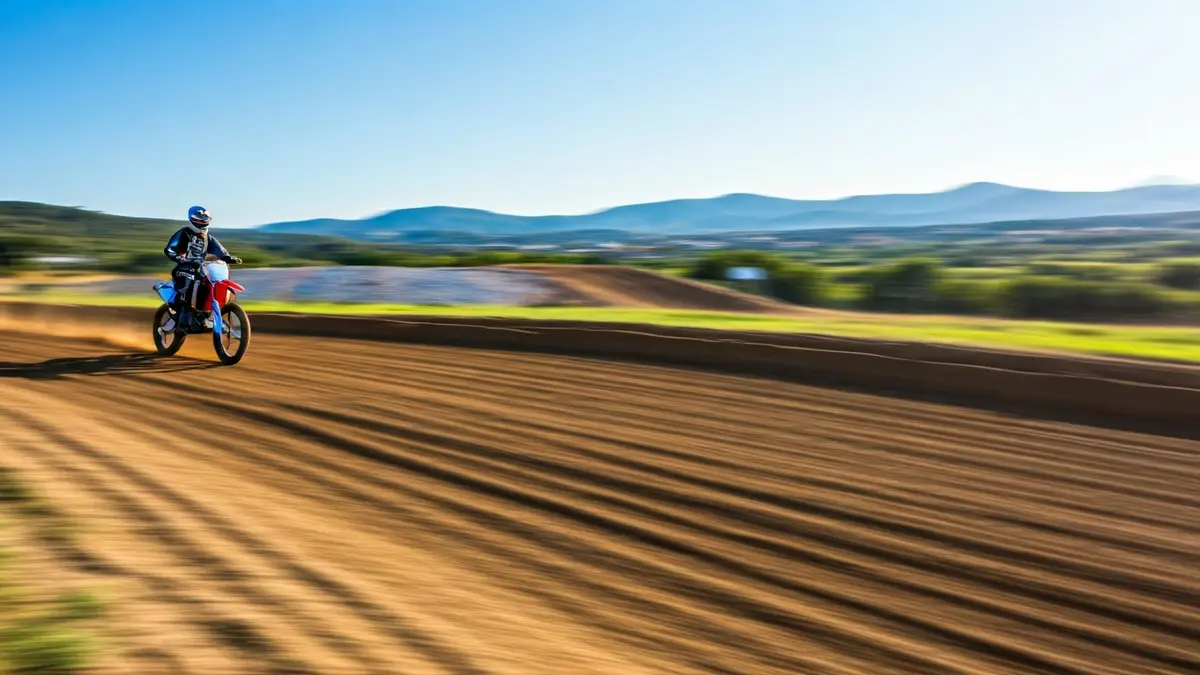 Generic image of a motocross track with dust and dirt, no riders visible.
