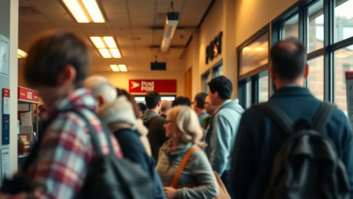Generic image of people queuing in a post office.