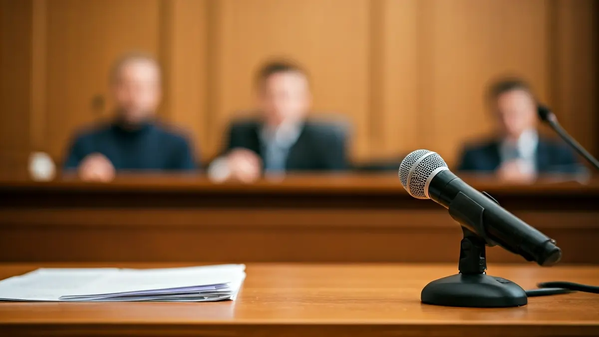 Generic image of a microphone in a judicial setting.