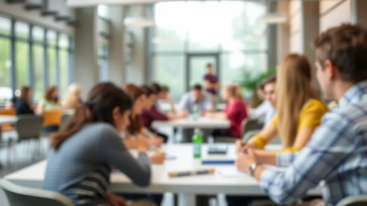 Imagen genérica de una reunión comunitaria o taller, con personas colaborando en un espacio público.