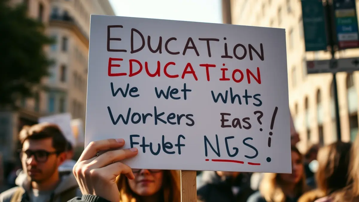 Imatge genèrica d'una pancarta de protesta en una manifestació educativa.
