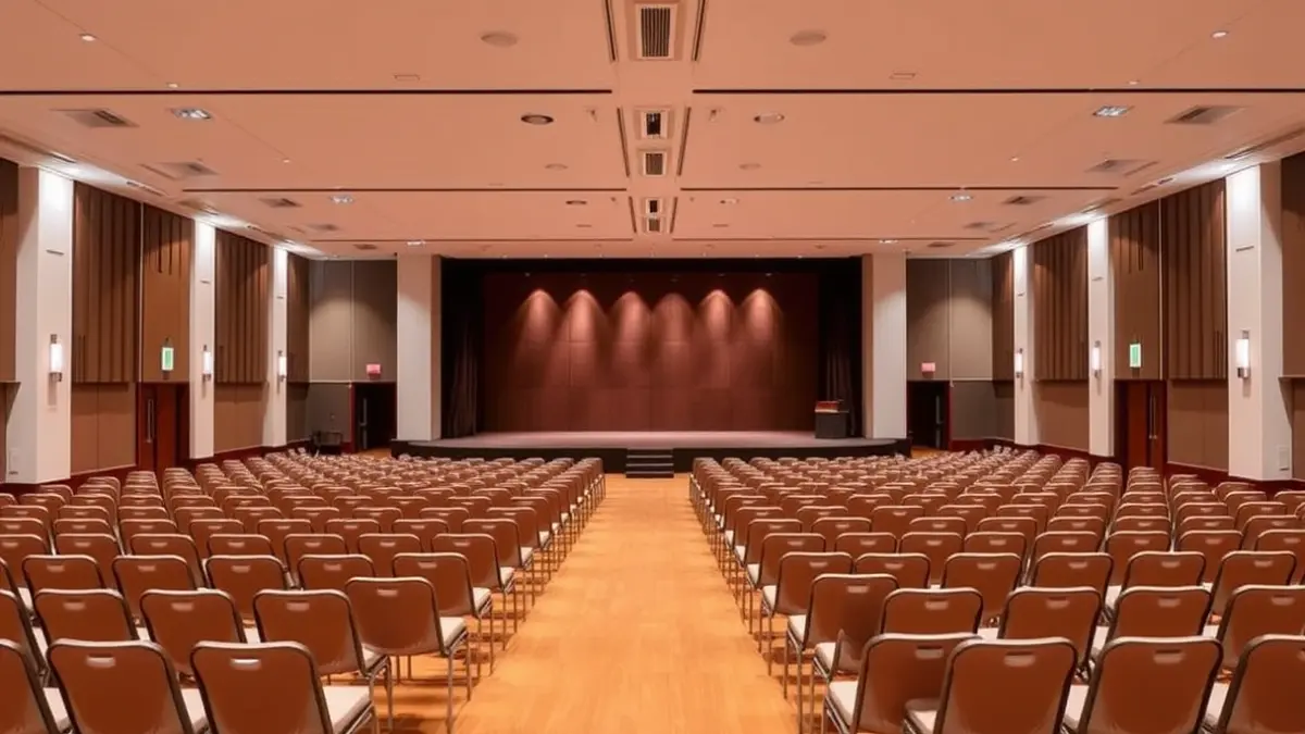 Generic image of a multifunctional hall set up for an event.
