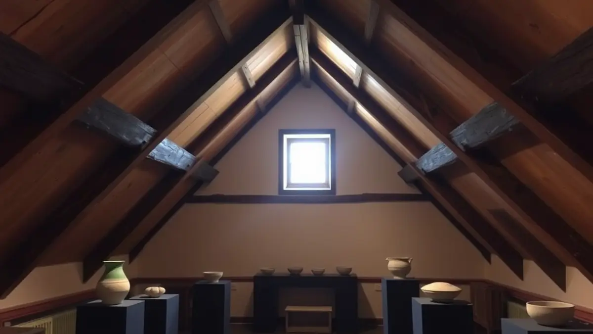Imatge d'un espai expositiu en la Casa de Dalt d'Onda, amb obres de ceràmica de Manolo Safont.