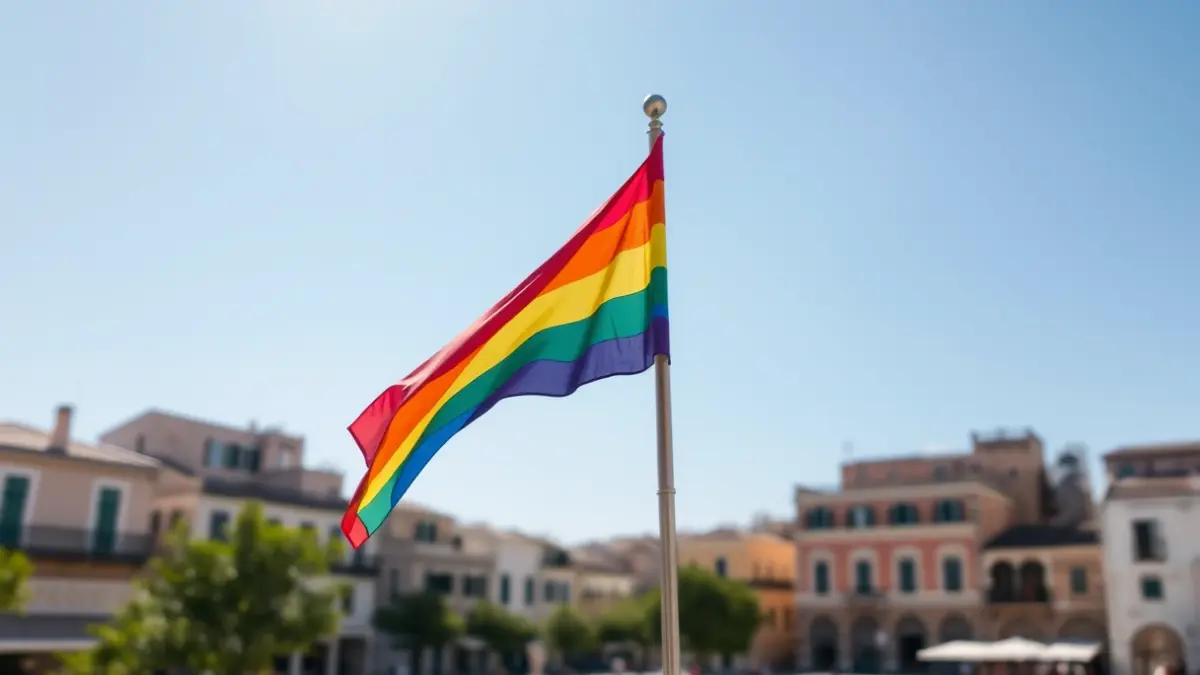 Imatge genèrica d'una bandera arc de Sant Martí onejant, símbol de la diversitat.