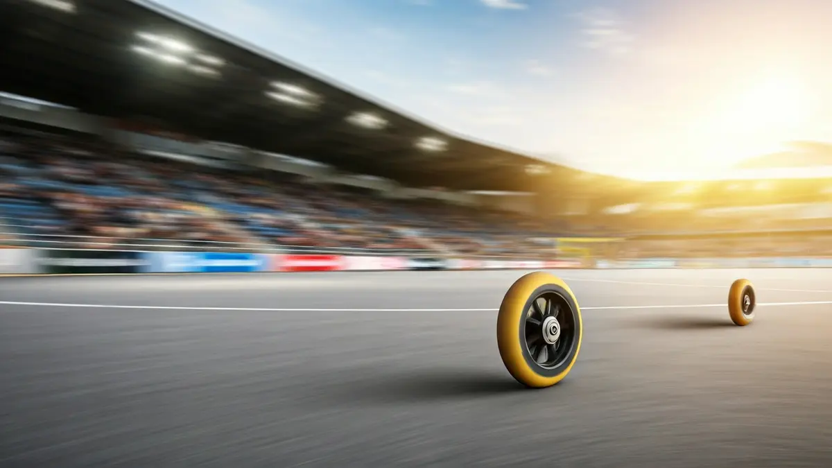 Generic image of a speed skate wheel on a track.