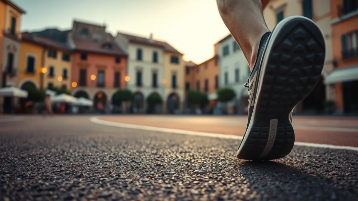 Imagen genérica de unas zapatillas de correr en una pista de atletismo.