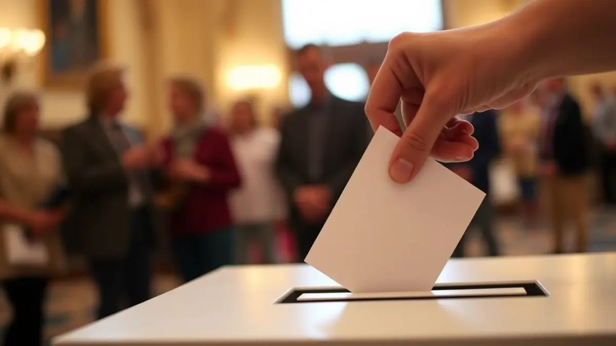 Generic image of a hand casting a vote into a ballot box, symbolizing civic participation and political processes.