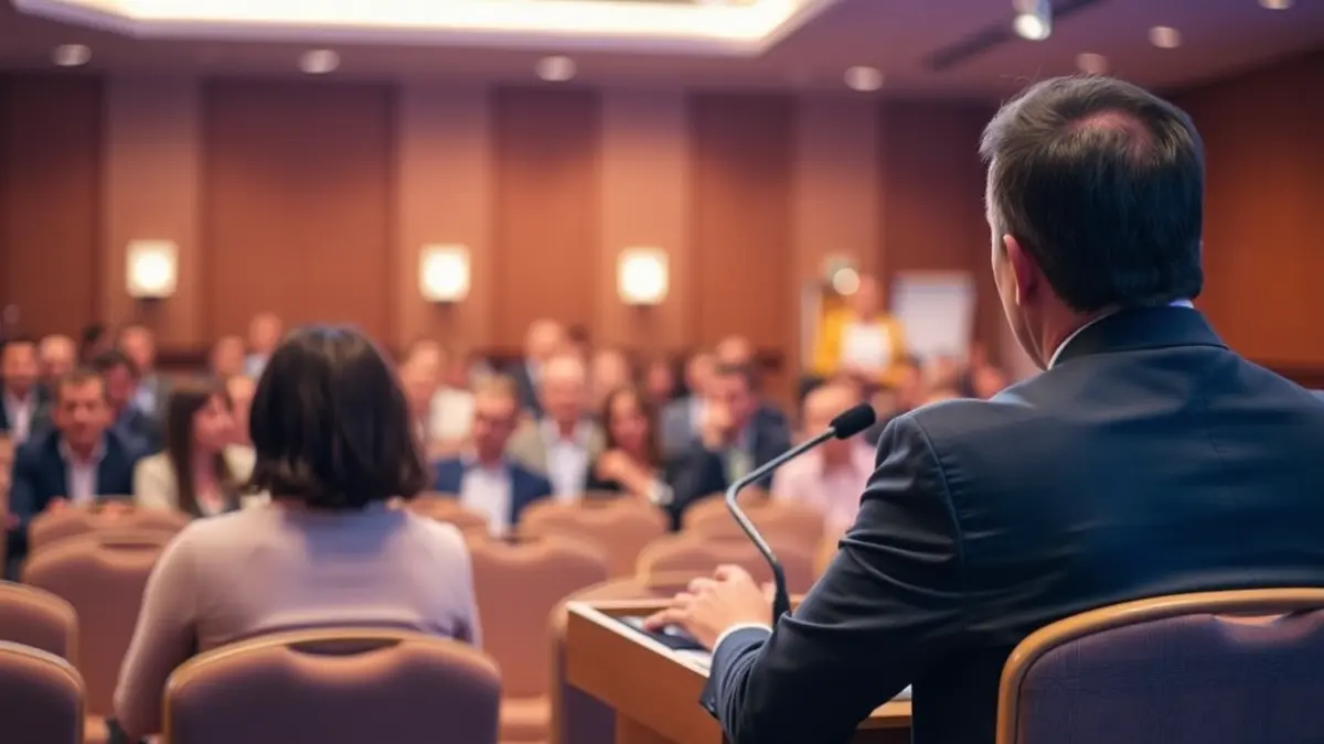 Imatge genèrica d'una conferència o debat sobre gestió esportiva.