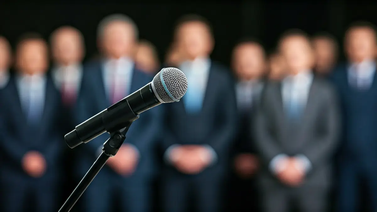 Imagen genérica de un micrófono en un atril, simbolizando un debate político o una rueda de prensa.