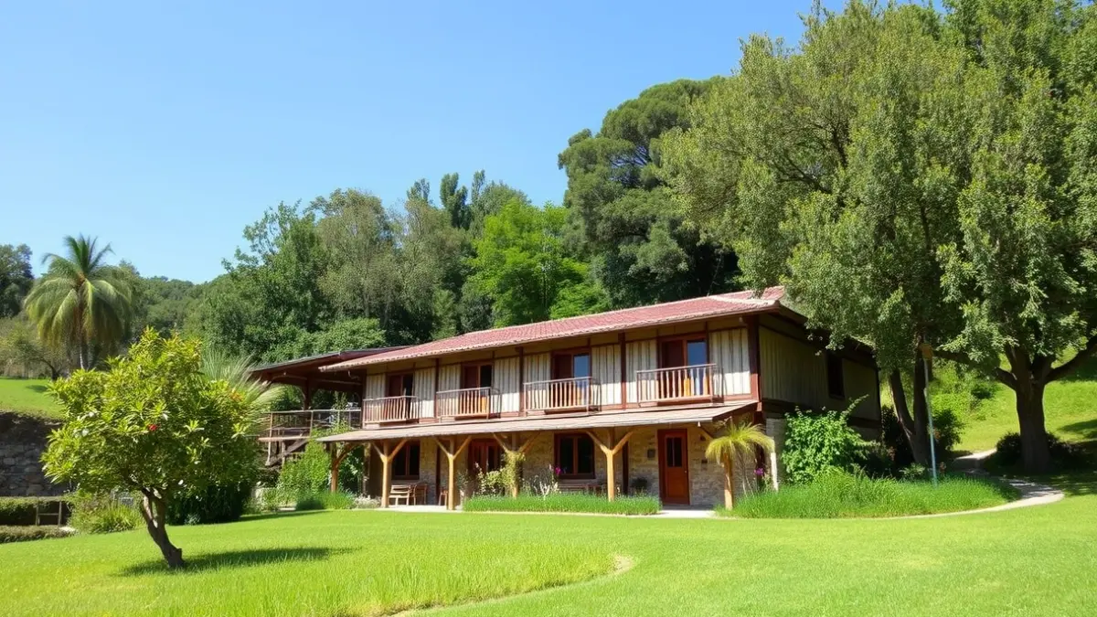 Imatge de l'alberg i la zona recreativa en el Paratge Natural La Costera de Puçol.
