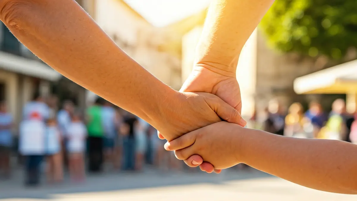 Generic image of a child's hand holding an adult's hand, symbolizing support.