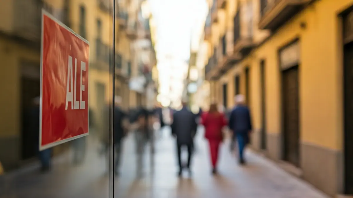 Generic image of a local shop window with a sign in Valencian.