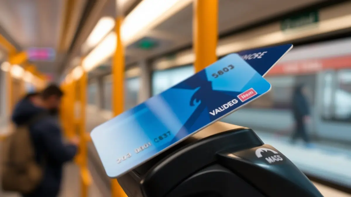 Generic image of a transport card being validated on a reader.