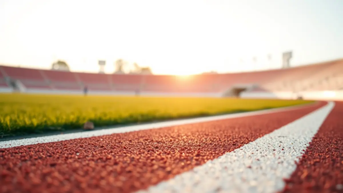 Imatge genèrica d'una pista d'atletisme amb les seues línies de carril.