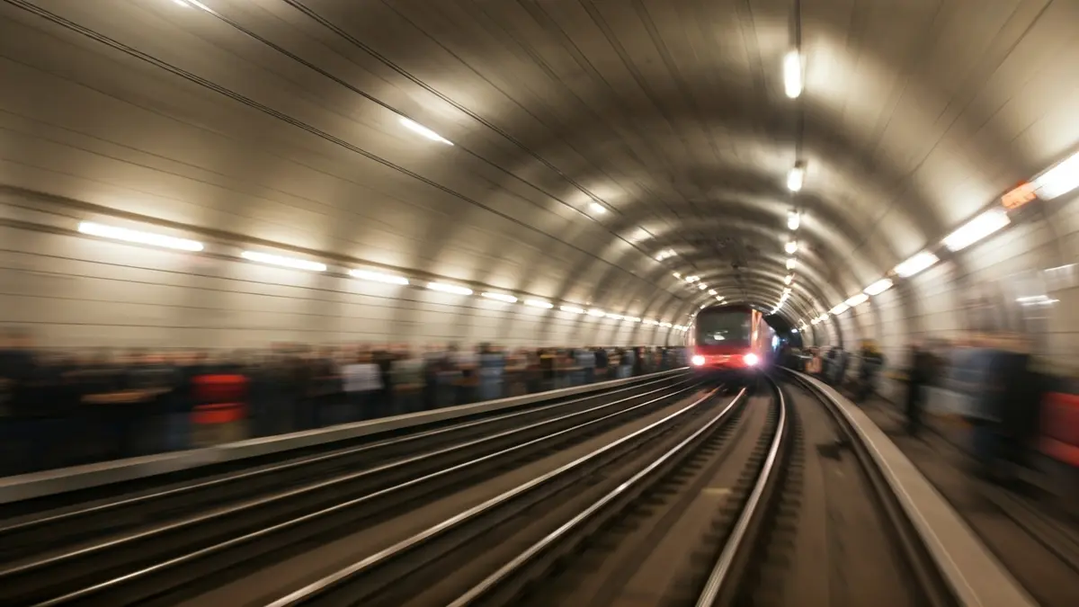 Imagen genérica de un túnel de metro con un tren en movimiento, sugiriendo una interrupción en el servicio.